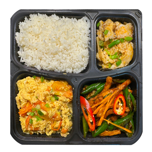 Stir Fried Green Pepper with Pork Bento